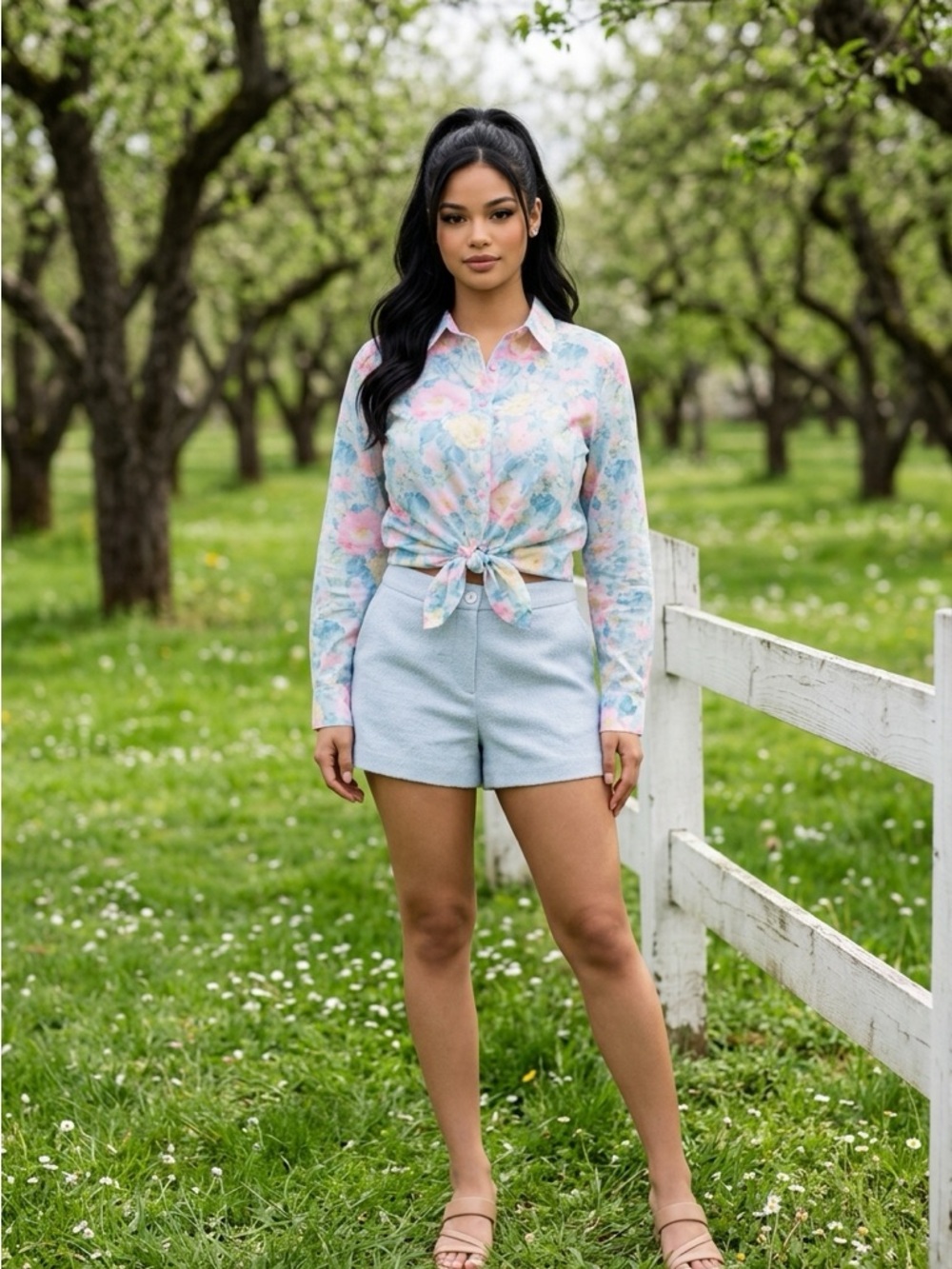 VERTY Pastel Light Blue Women’s Shorts new classy elegant - Picture 2 of 7